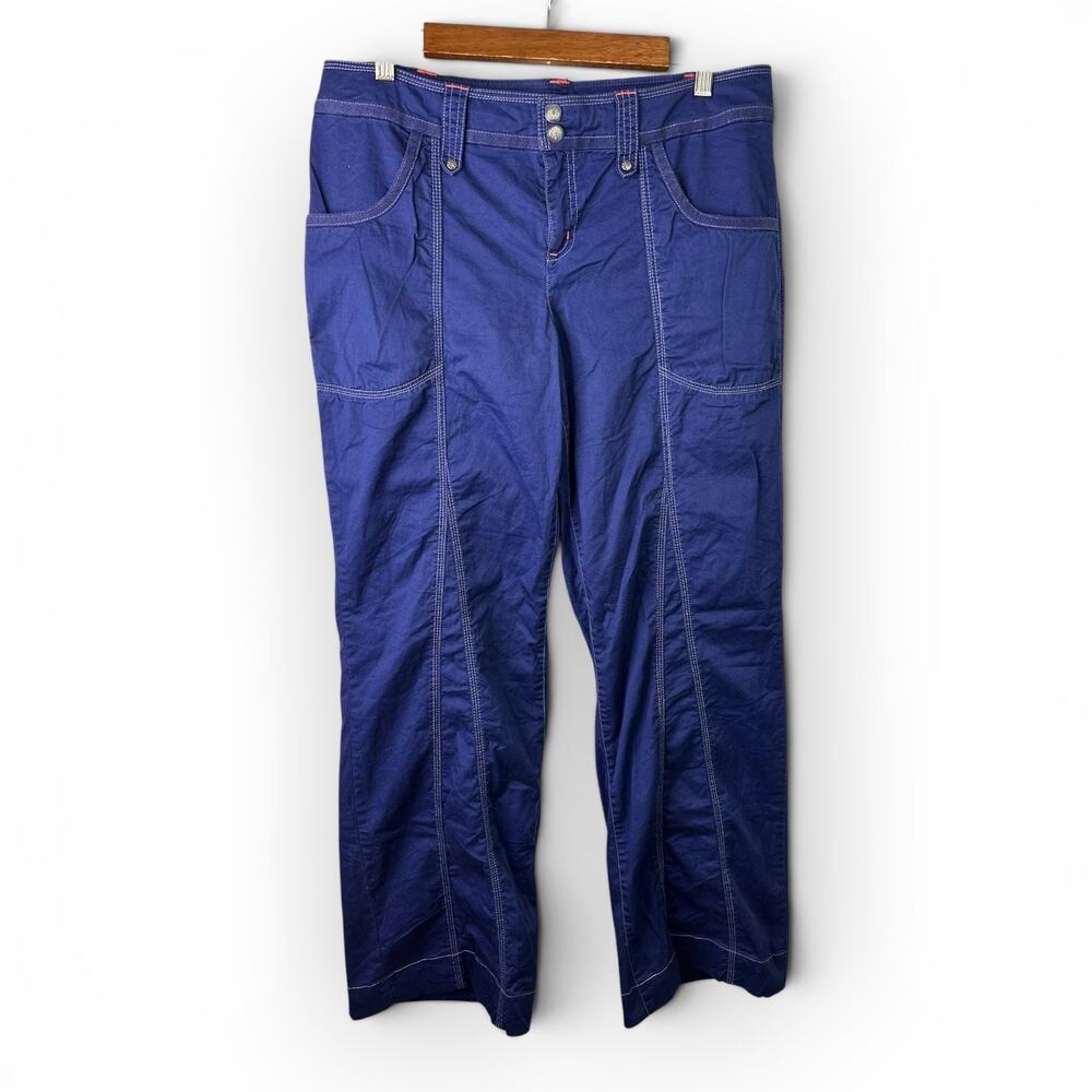 Athleta Women Medium Blue Contrast Stitch Wide Leg Utility Hiking Pants Gorpcore